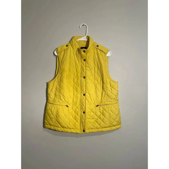 Talbots Jackets & Blazers - Talbots Petite Yellow Quilted Fleece Lined Vest